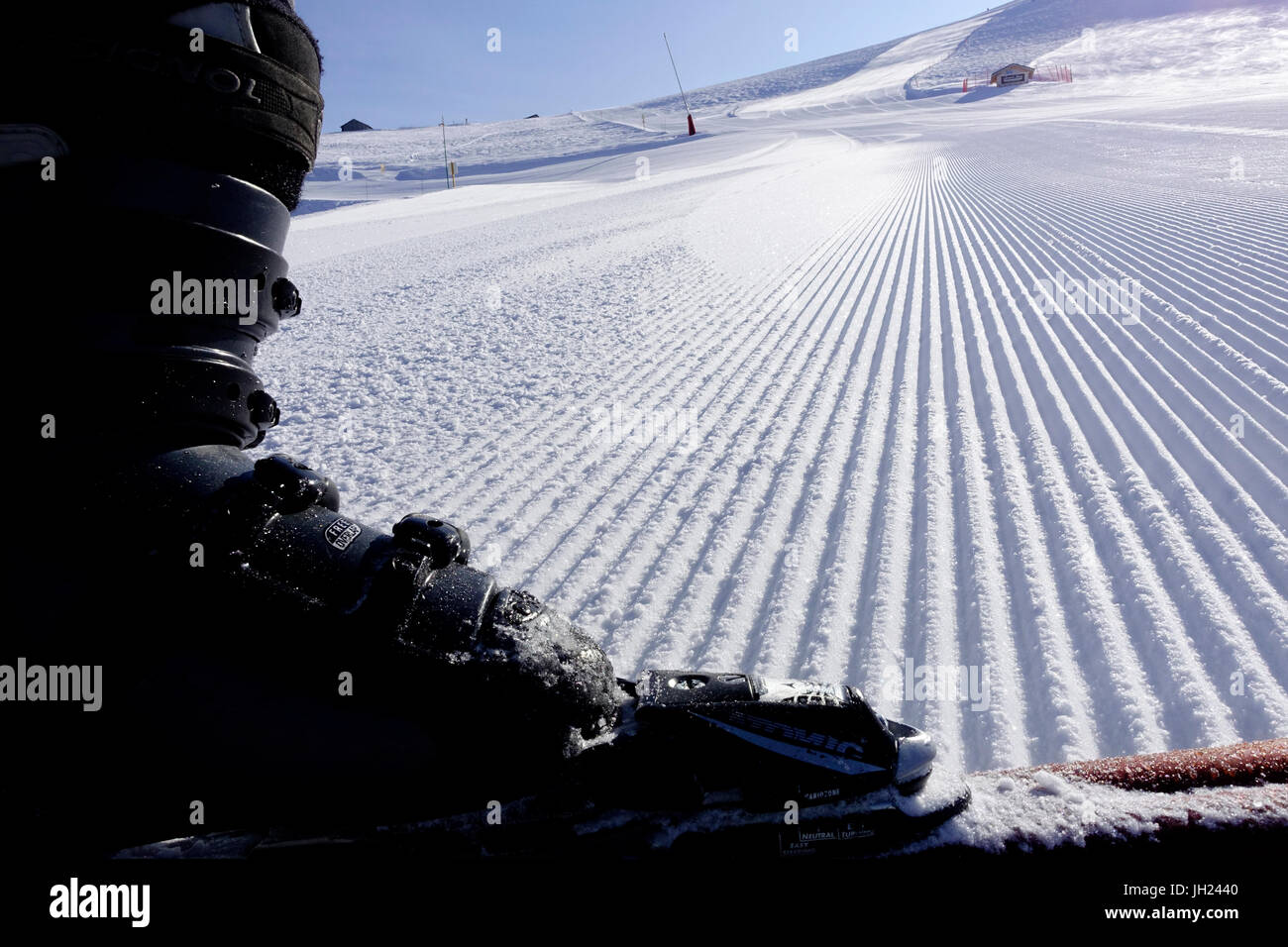 Alpes françaises. Des pistes de ski entretenues. La France. Banque D'Images