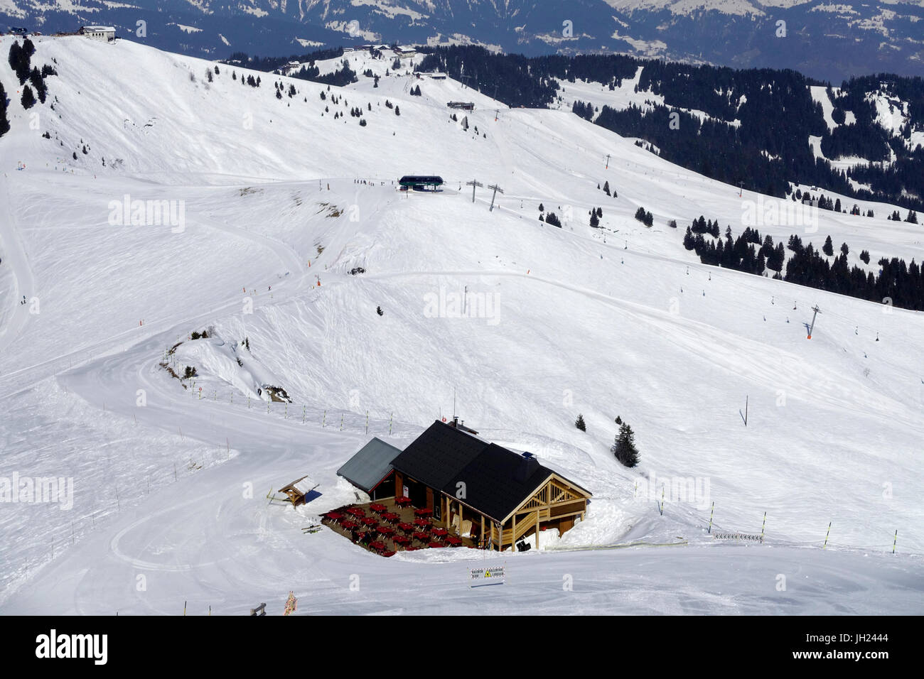 Alpes françaises. Sur la pente de ski particulier du Mont-Joly. La France. Banque D'Images