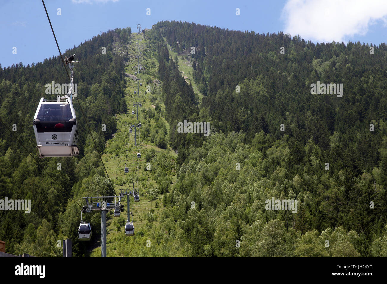 Alpes françaises. Massif du Mont Blanc. Téléphérique de gondole à le Brévent. Chamonix. La France. Banque D'Images