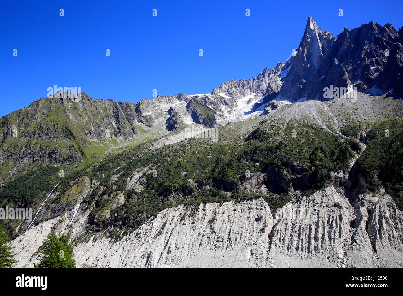 Alpes françaises. Massif du Mont Blanc. La mer de glace (glace de mer glacier). Chamonix. La France. Banque D'Images