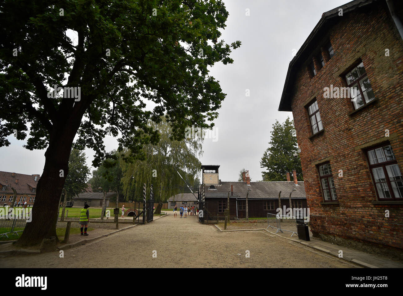 Périmètre du Camp de concentration d'Auschwitz. Cracovie. La Pologne. Banque D'Images