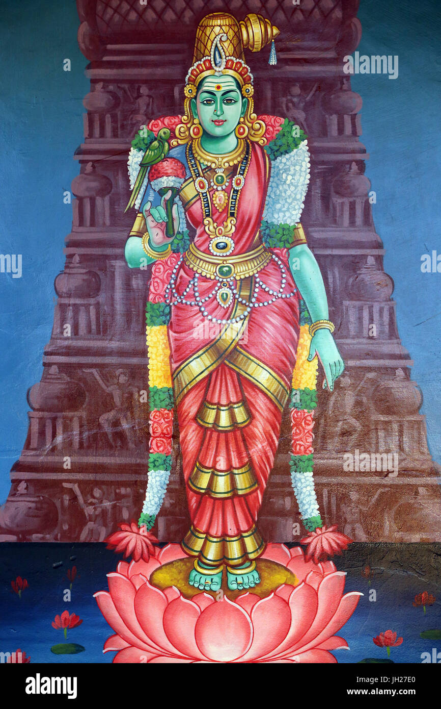 Sri Mariamman temple hindou. Sri Meenakshi ian avatar de la Déesse Parvati hindou de Singapour. Banque D'Images