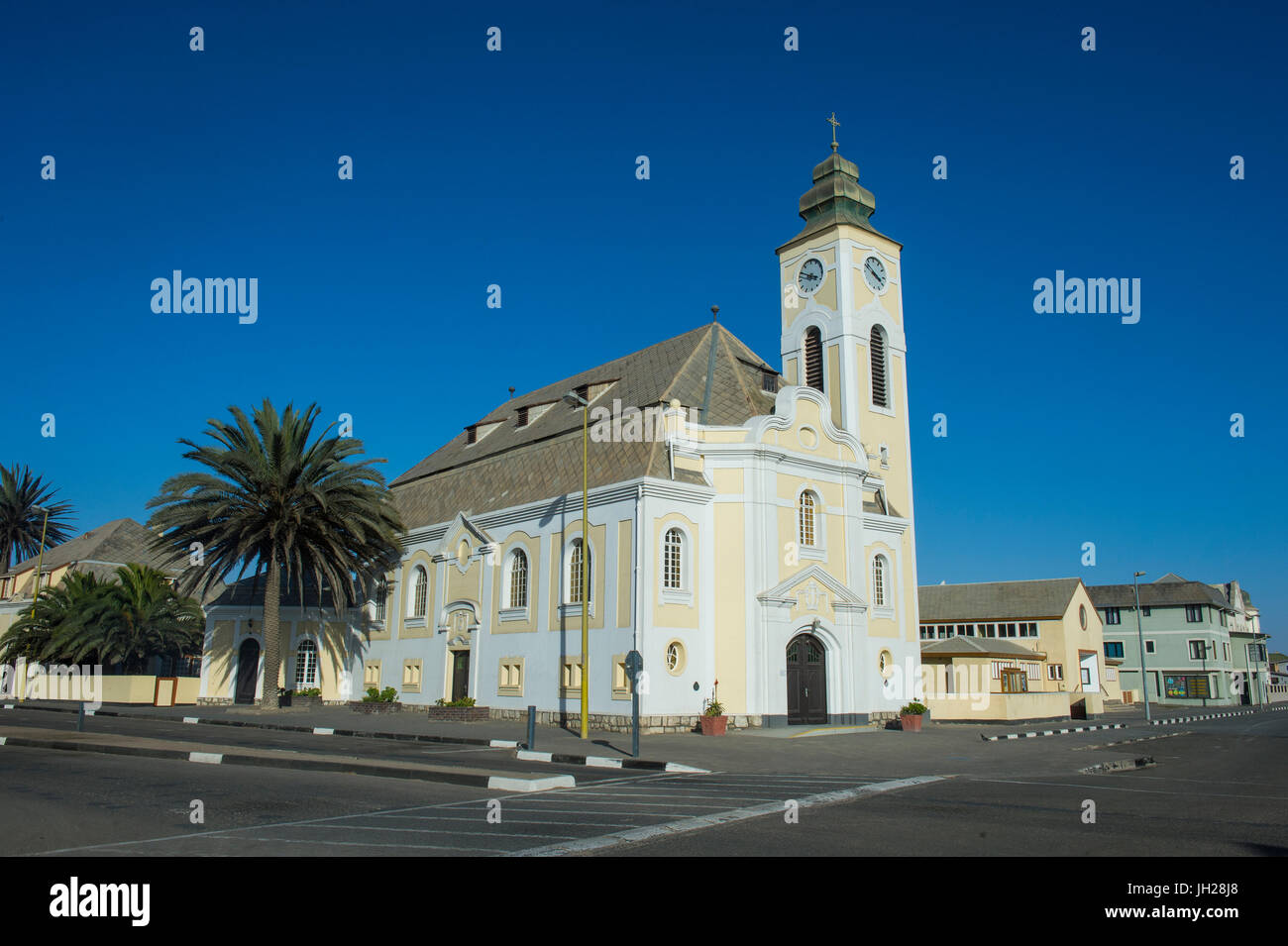Vieille église allemande, Swakopmund, Namibie, Afrique Banque D'Images