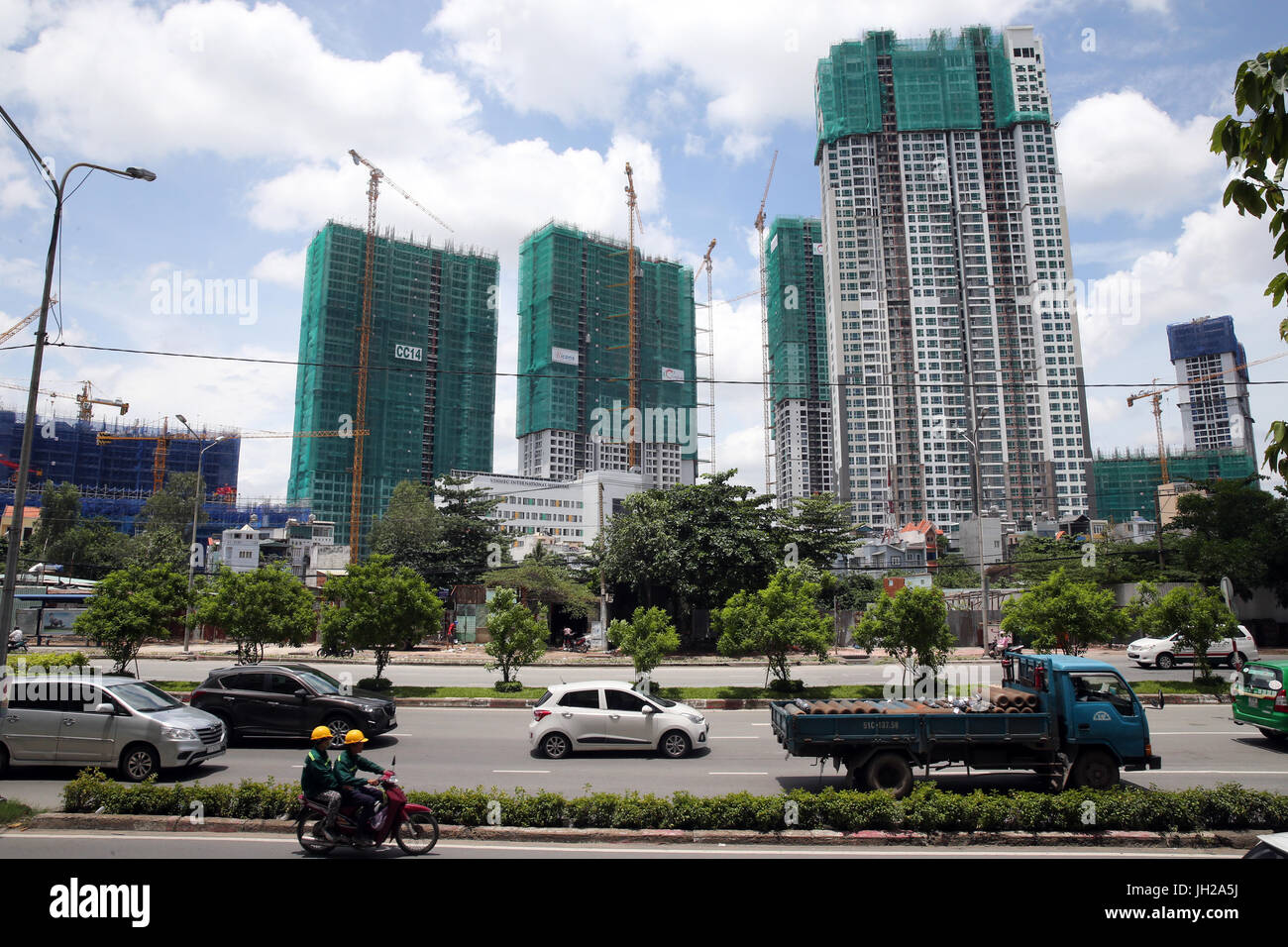 Le site de construction à Saigon au sud, un développement urbain résidentiel et commercial couvrant 3 300 hectares. Ho Chi Minh Ville. Le Vietnam. Banque D'Images