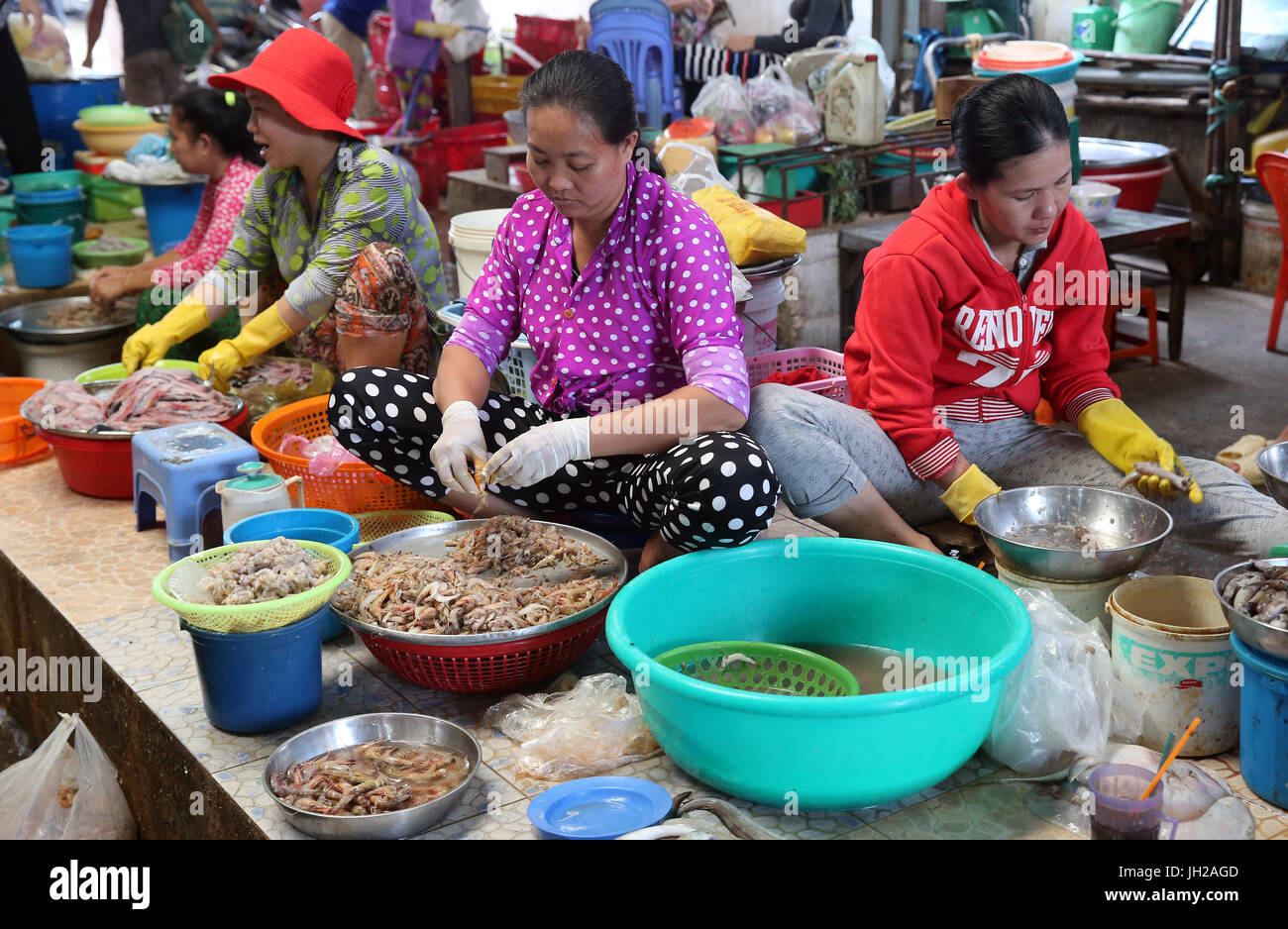 Vung Tau marché aux poissons. Le Vietnam. Banque D'Images