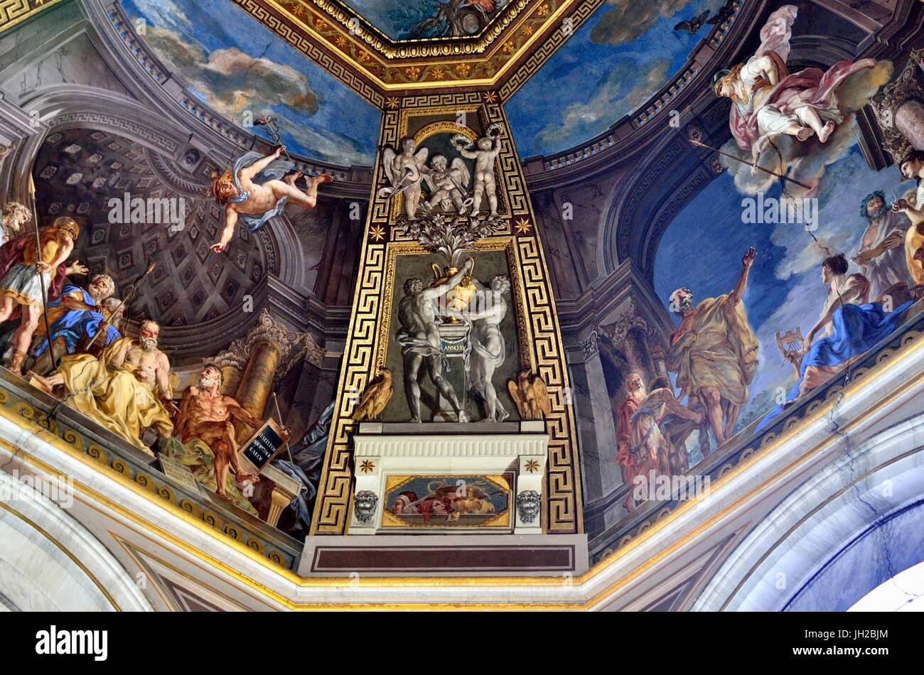 L'une des peintures étonnantes à couper le souffle sur le plafond du musée du Vatican, Cité du Vatican, l'Europe Banque D'Images