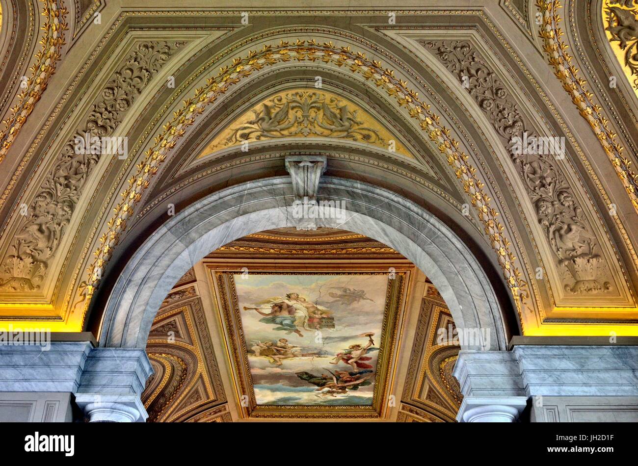 Une vue sur un beau mur et plafond peint, Musée du Vatican, Cité du Vatican, l'Europe Banque D'Images