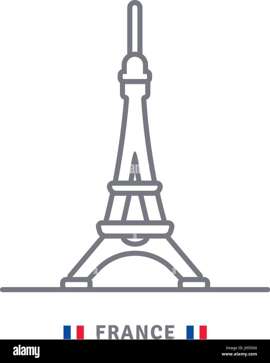L'icône de la ligne de France. Tour Eiffel et drapeau français vector illustration. Illustration de Vecteur