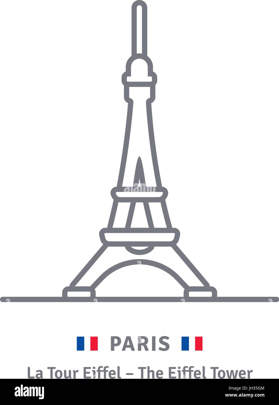 L'icône de la ligne de Paris. Tour Eiffel et drapeau Français vector illustration. Illustration de Vecteur