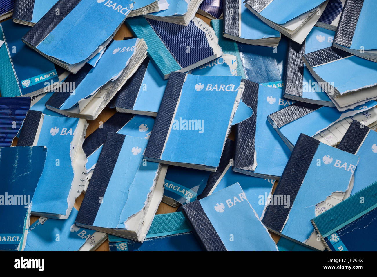 Les talons de chèque de banque Barclays Banque D'Images
