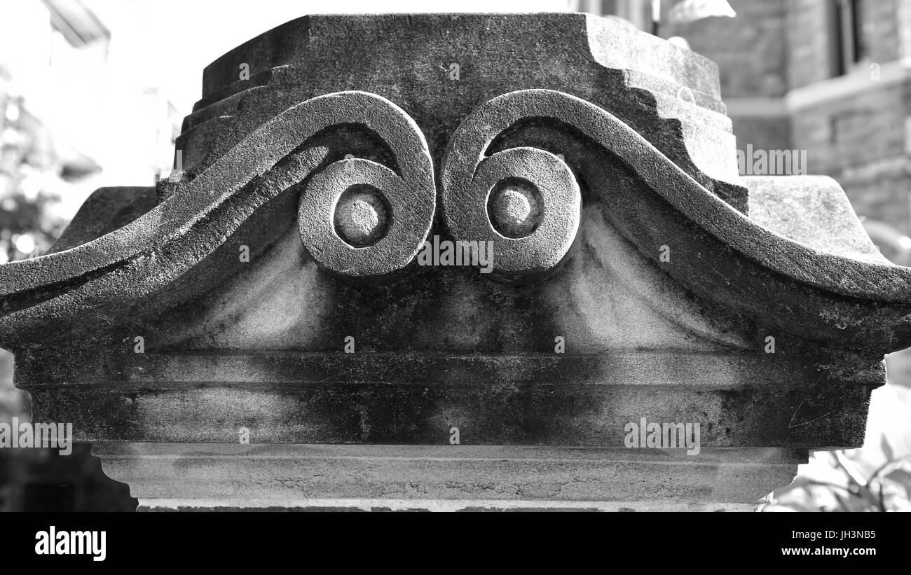 Capital de grès en noir et blanc. Glebe. Nouvelle Galles du Sud. L'AUSTRALIE Banque D'Images