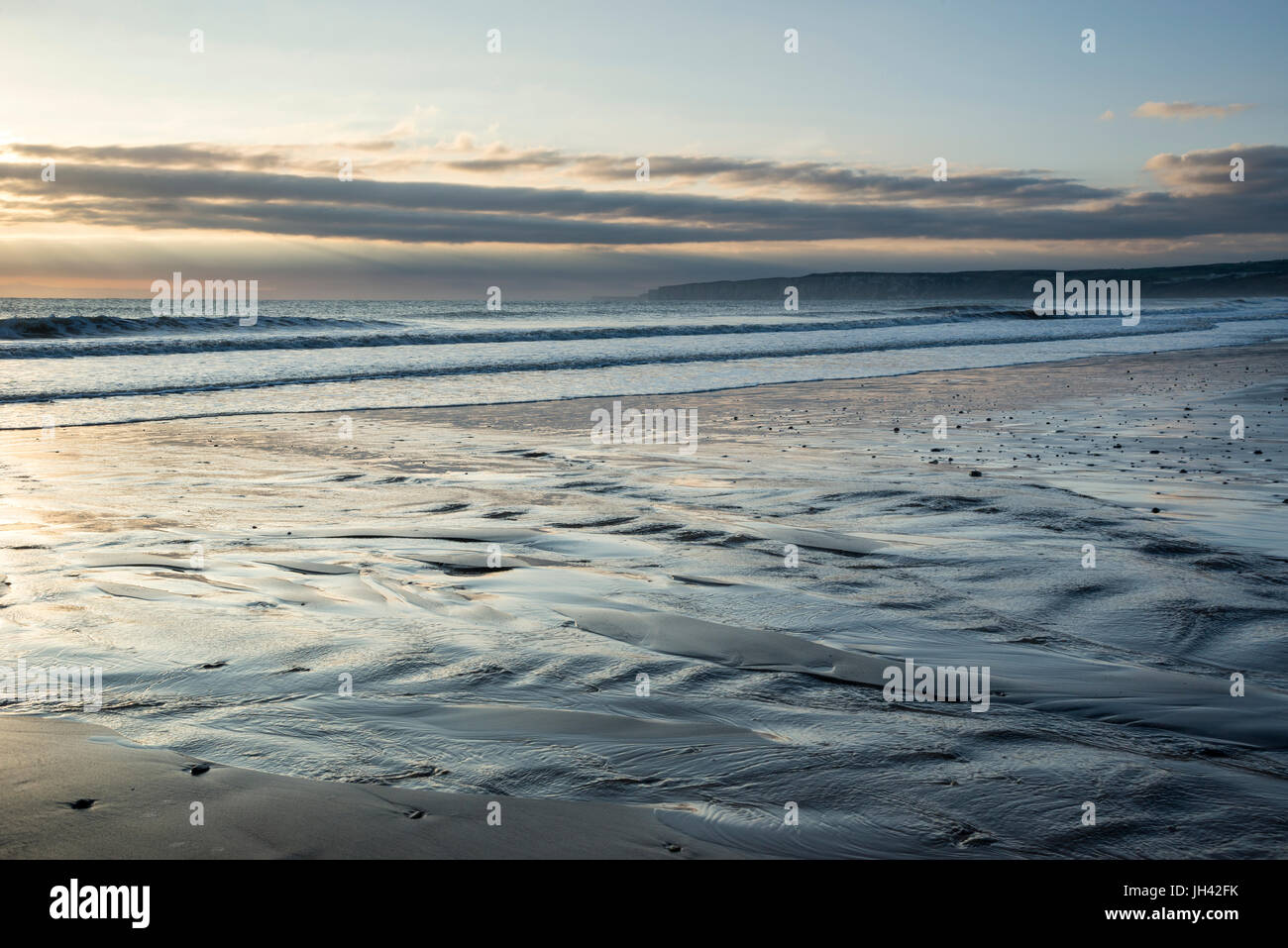 Beau matin à Hunmanby sands sur Filey Bay dans le North Yorkshire, en Angleterre. Banque D'Images