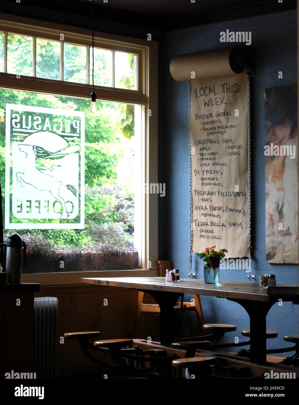 Café Pegasus intérieur, Bainbridge Island, WA. USA Banque D'Images