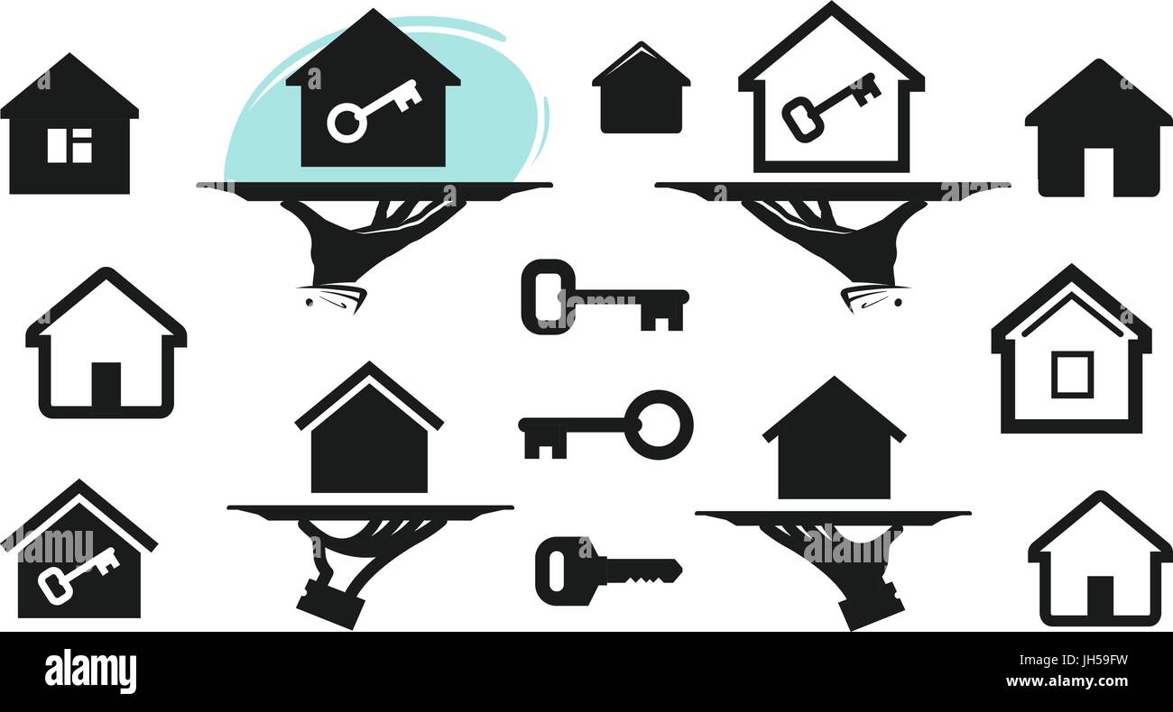 Maison, Maison d'icônes. La construction, l'immobilier, symbole de clé. Vector illustration Illustration de Vecteur