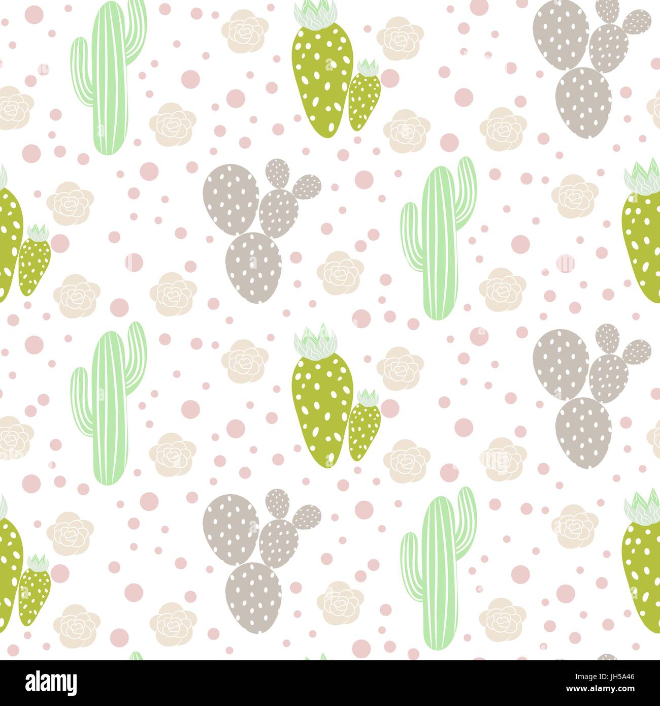 Cactus désert vector pattern transparente. Nature vert et gris d'impression tissu texture. Cactus menthe vert sur blanc pour le papier peint et vêtements de textile. Illustration de Vecteur