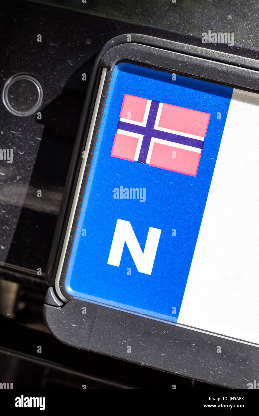 Identificateur de pays : Norvège la plaque d'immatriculation de voiture Banque D'Images