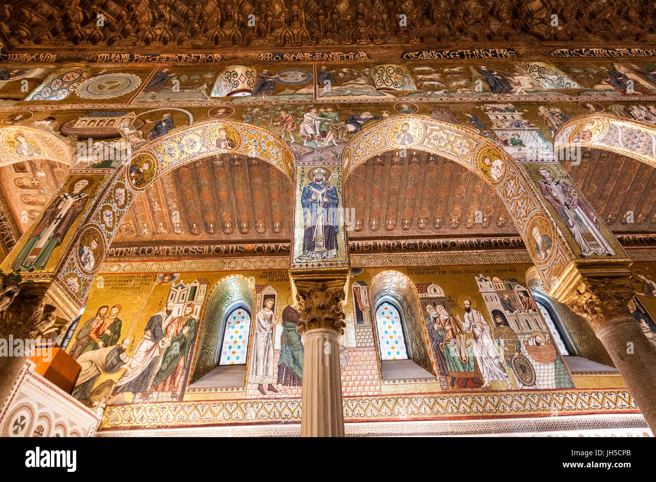 Chapelle Palatine, Chapelle Palatine, dans le Palazzo Reale, Palerme, Sicile, Italie Banque D'Images