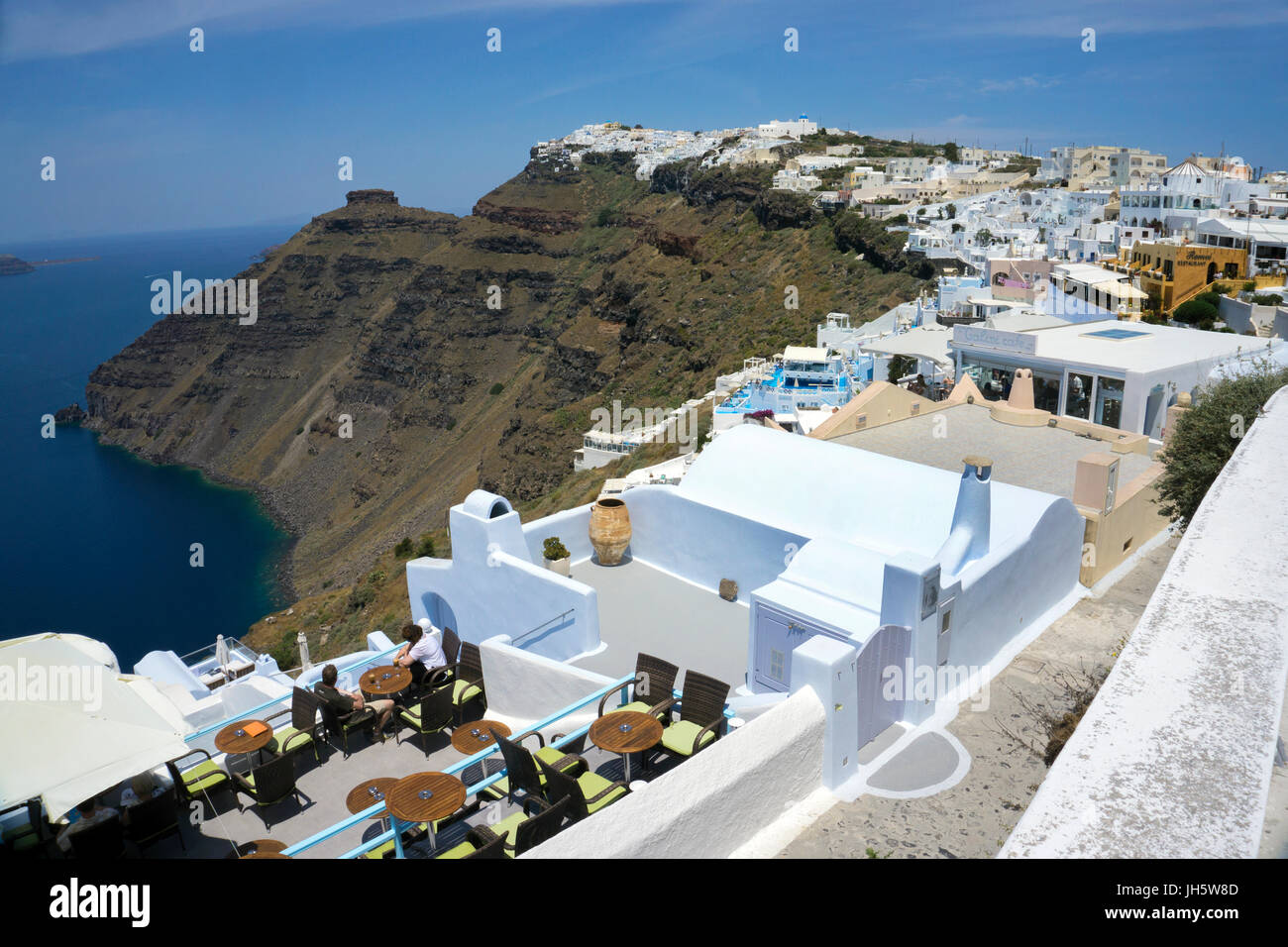 Ansicht auf das dorf imerovigli, Santorin, Canaries, aegaeis, Griechenland, mittelmeer, europa | Vue sur le village d''Imerovigli, Santorini, Cyclades, Banque D'Images