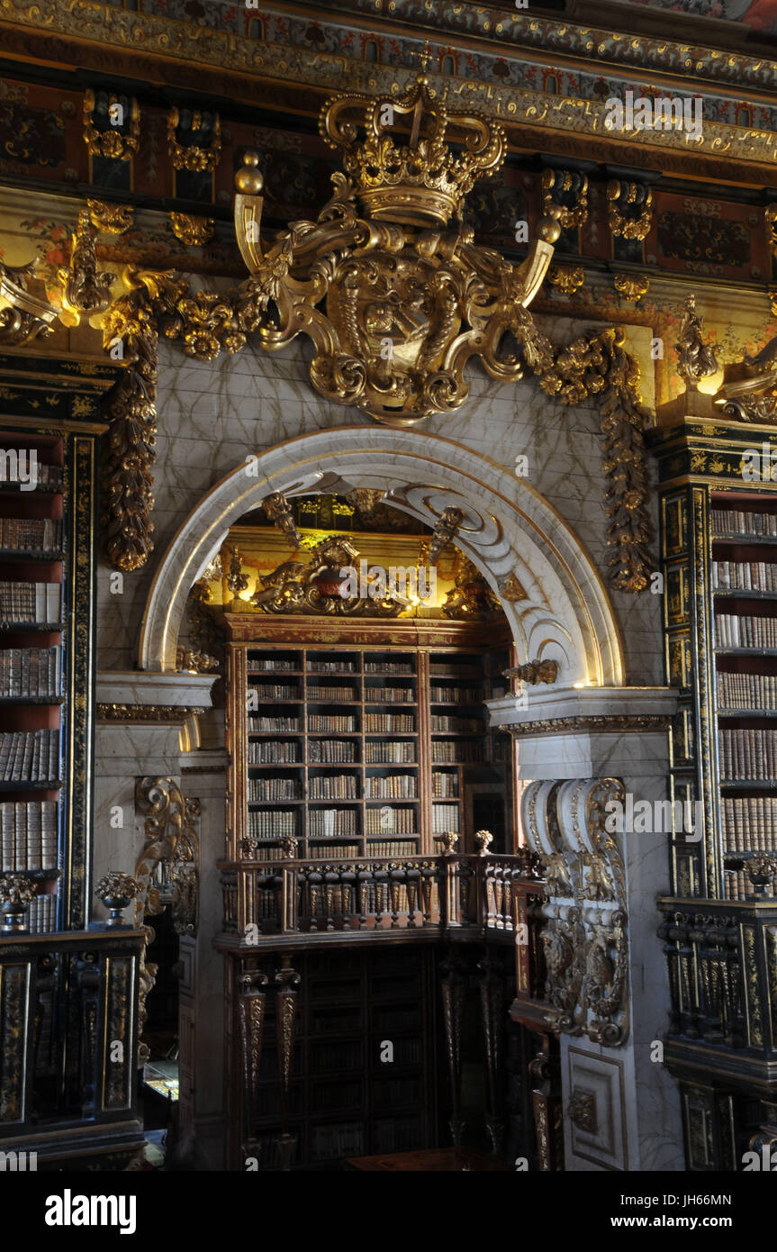 Joanina Library, à l'intérieur, 2017, Palais des écoles de l'Université de Coimbra, Coimbra, Portugal. Banque D'Images