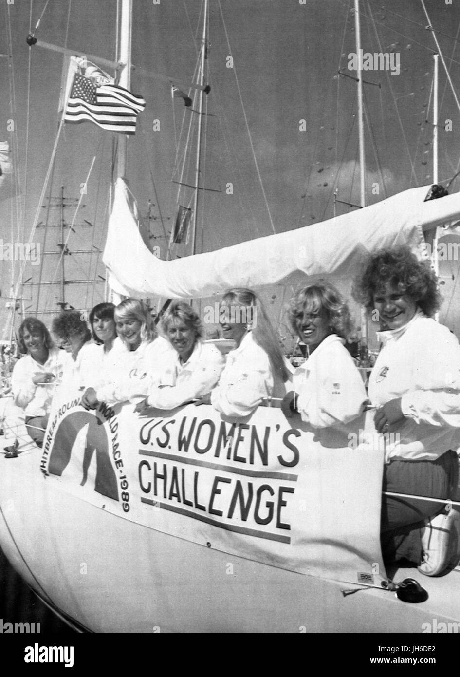 L'équipage de 'US Women's Challenge' location à Southampton pour la Whitbread Round the World Yacht Race. *UK Ch. seulement Banque D'Images