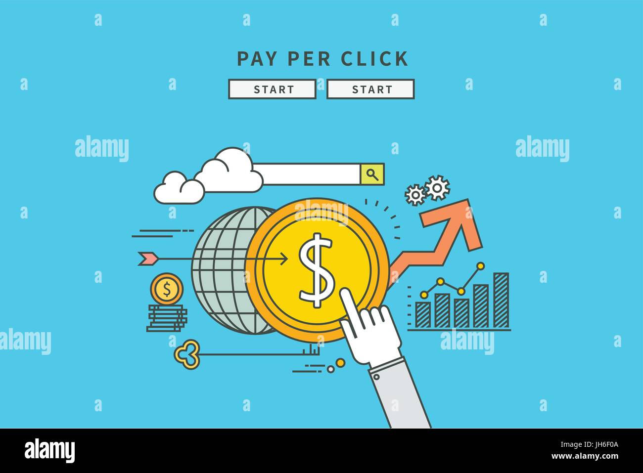 Ligne simple conception du salaire par Clic, modern vector illustration Illustration de Vecteur