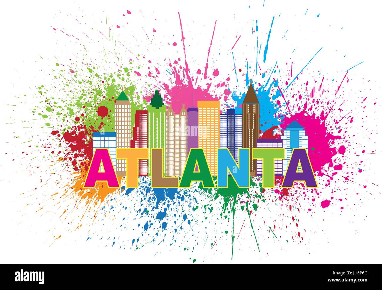 Atlanta Géorgie Ville Splatter Peinture Abstract avec illustration texte coloré Illustration de Vecteur
