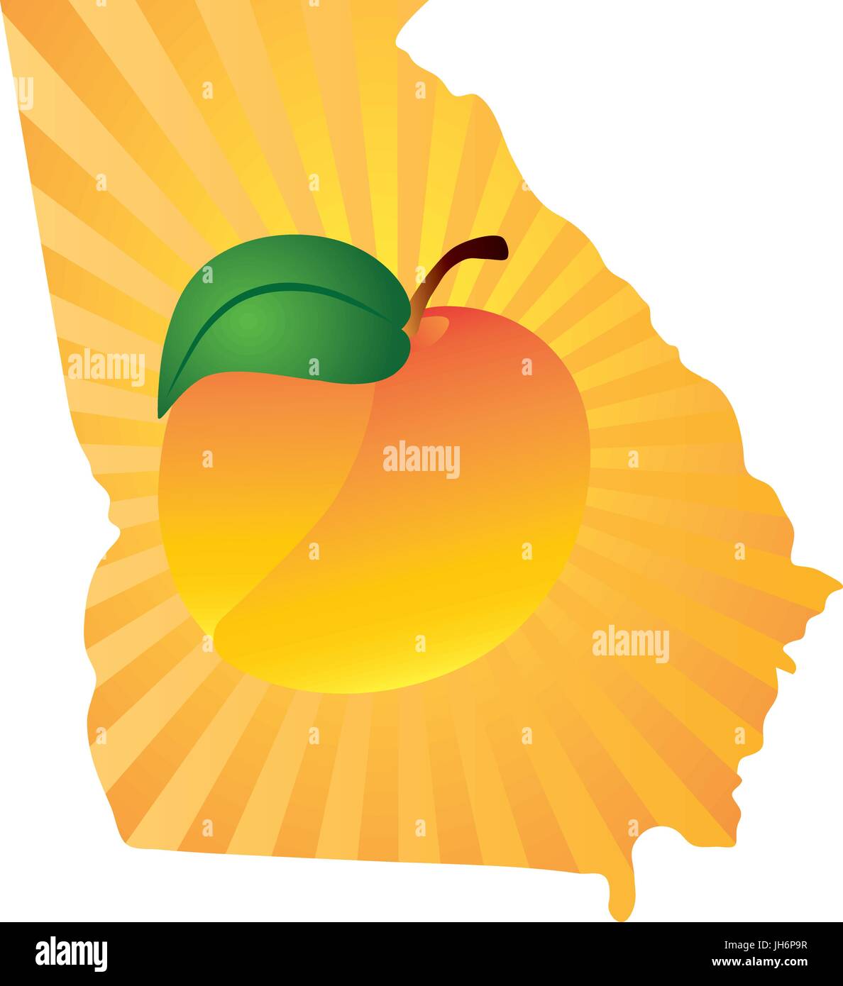 Georgia State avec symbole officiel de la pêche Map illustration couleur Contour Silhouette Illustration de Vecteur