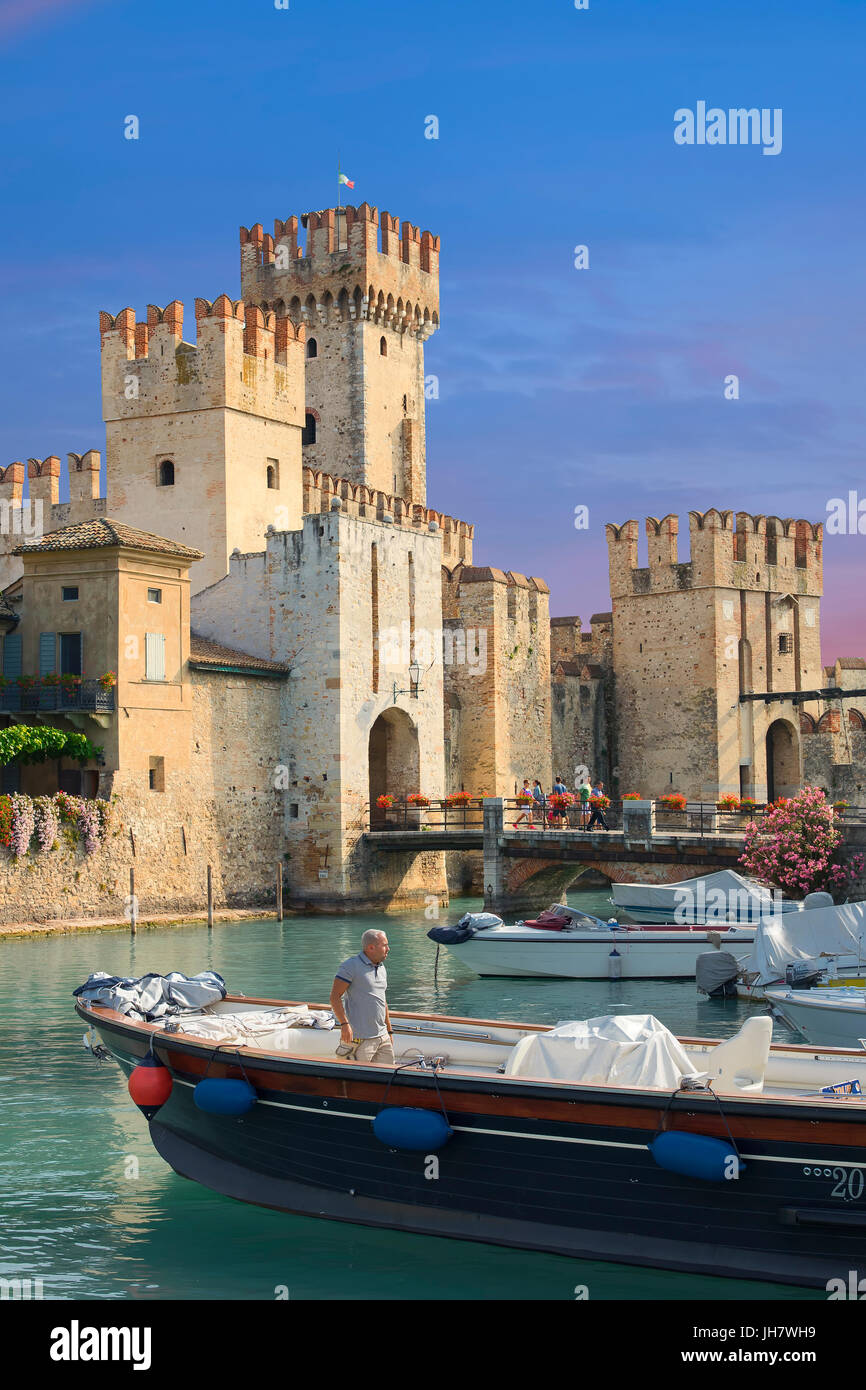 Château Scaliger à Sirmione, Lombardie Banque D'Images