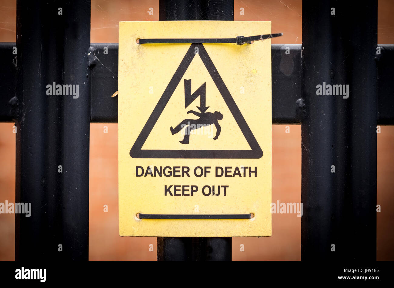 Panneau d'avertissement de danger de mort Banque D'Images