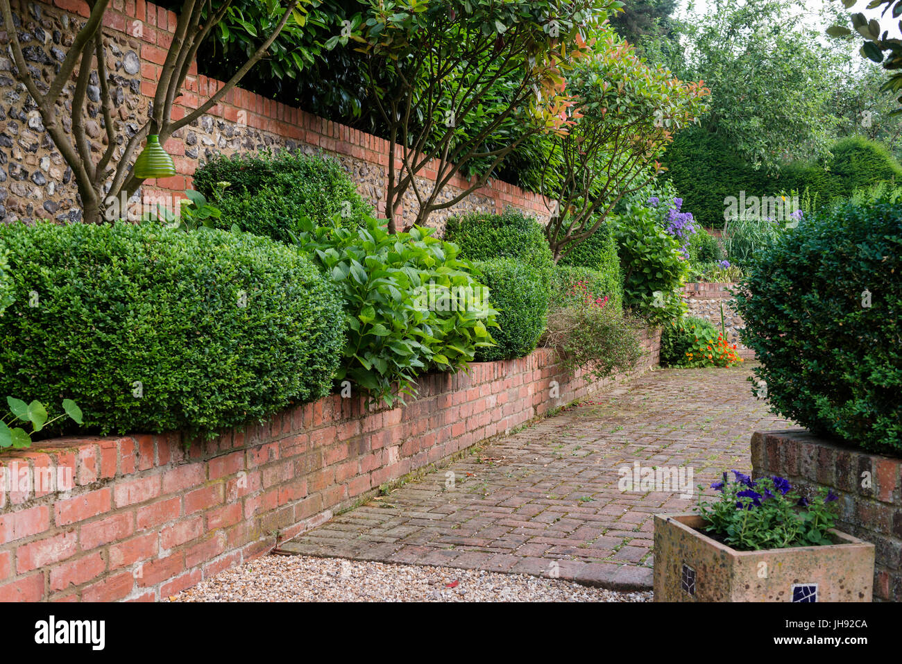 Les murs de brique dans le jardin arrière Banque D'Images