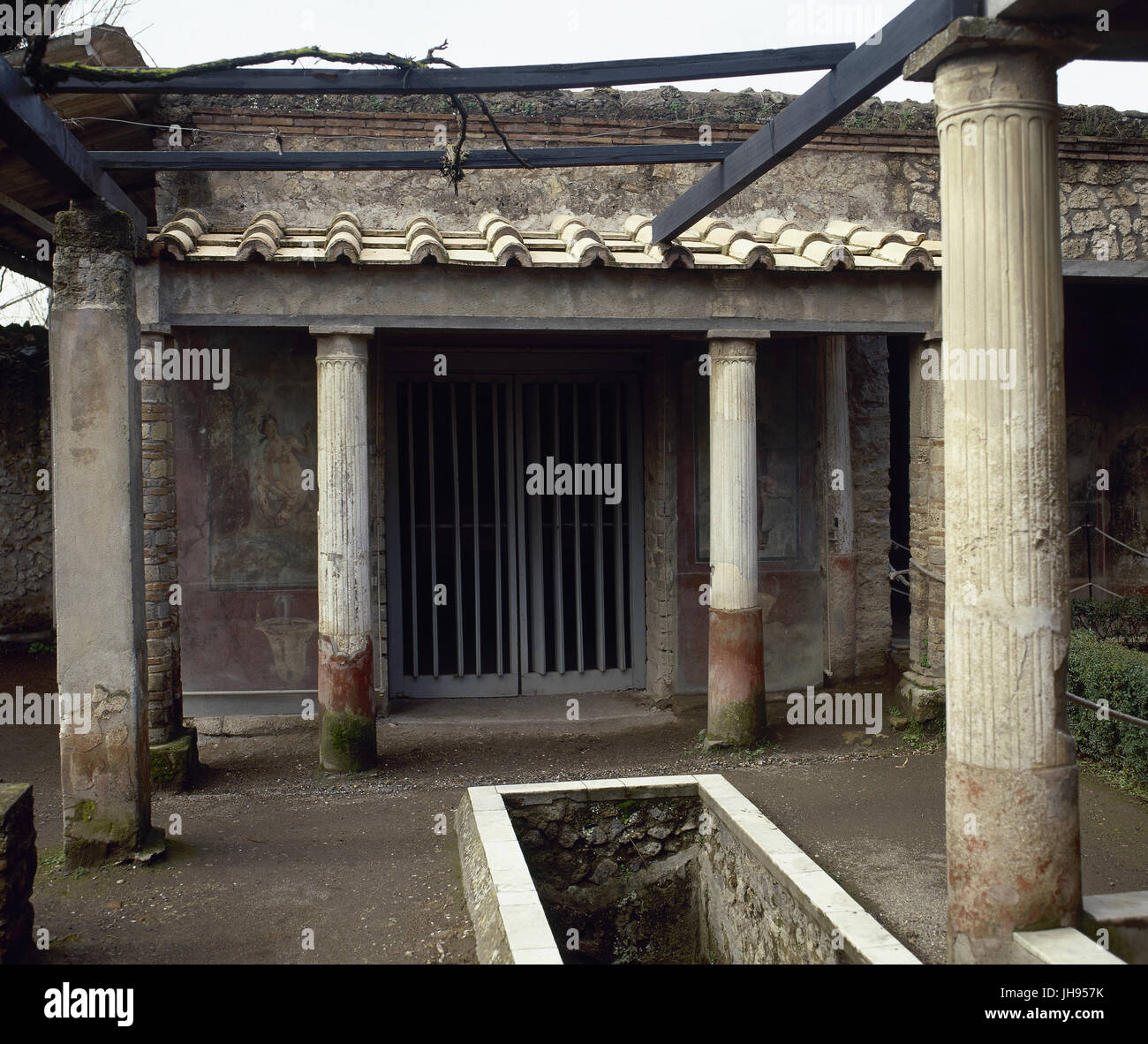 L'Italie. Pompéi. Maison de Loreius Tiburtinus Octavius Quartio (Maison de). Cour ou Jardin avec péristyle. La Campanie. Banque D'Images