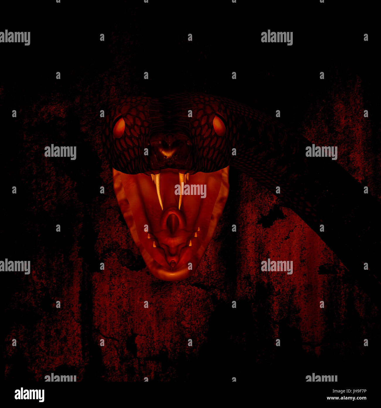 3d illustration de serpent géant dans le noir Banque D'Images