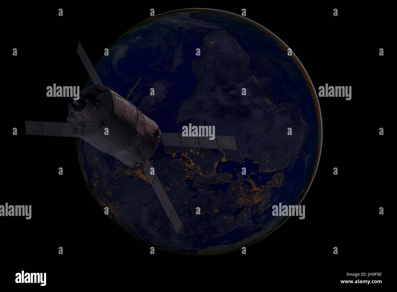 Vaisseaux Cargo - Le véhicule de transfert automatique sur la planète Terre. Éléments de cette image fournie par la NASA. Banque D'Images