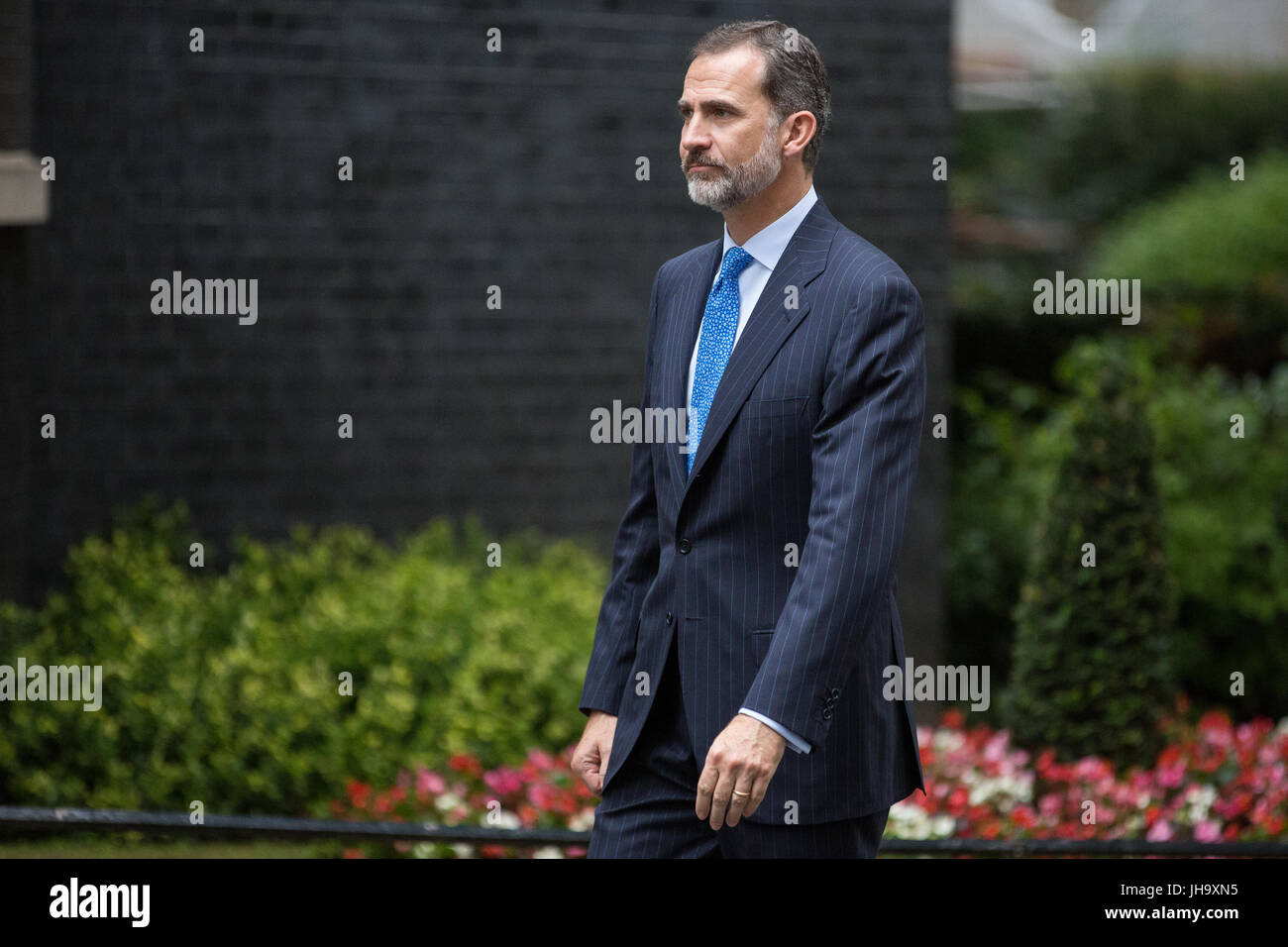 Londres, Royaume-Uni. Le 13 juillet, 2017. Le roi Felipe VI d'Espagne arrive au 10 Downing Street pour une réunion avec le premier ministre Theresa May. Credit : Mark Kerrison/Alamy Live News Banque D'Images