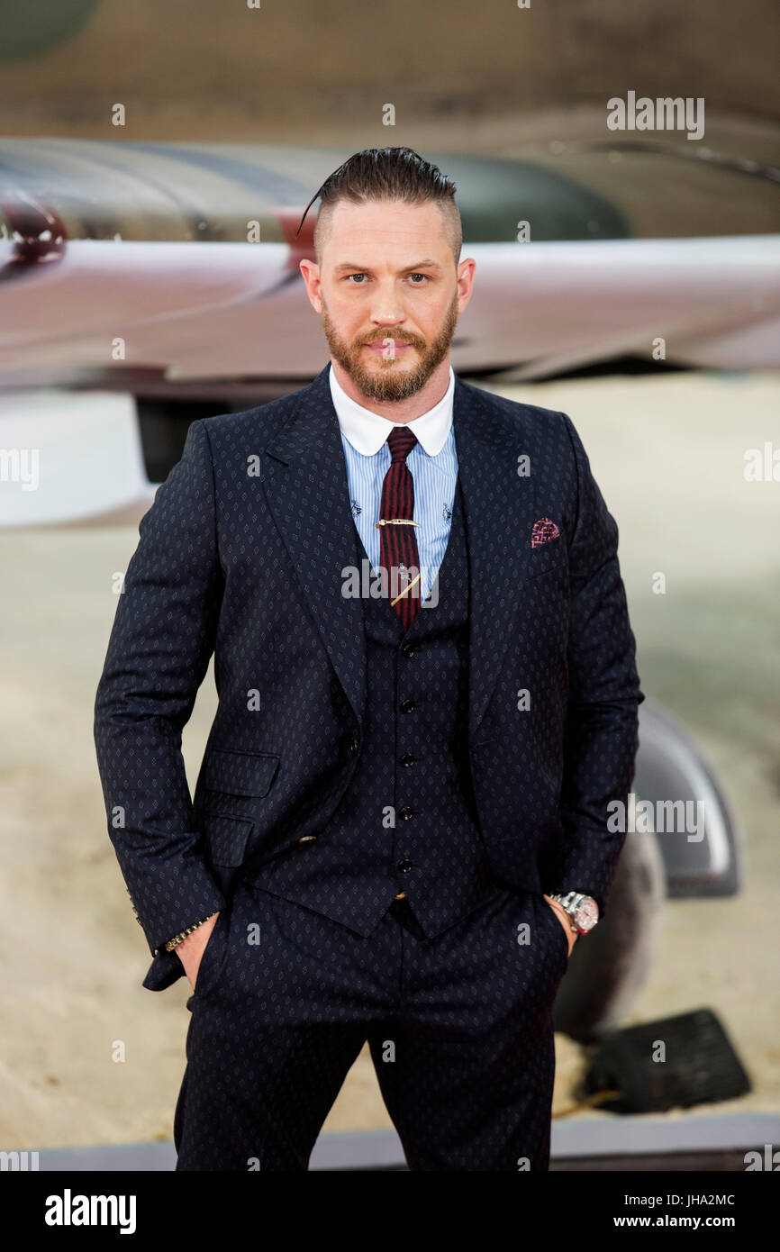 Londres, Royaume-Uni. 13 juillet 2017. Acteur Tom Hardy arrive pour la première mondiale de la Christopher Nolan film Dunkerque à Leicester Square. Photo : Bettina Strenske/Alamy Live News Banque D'Images