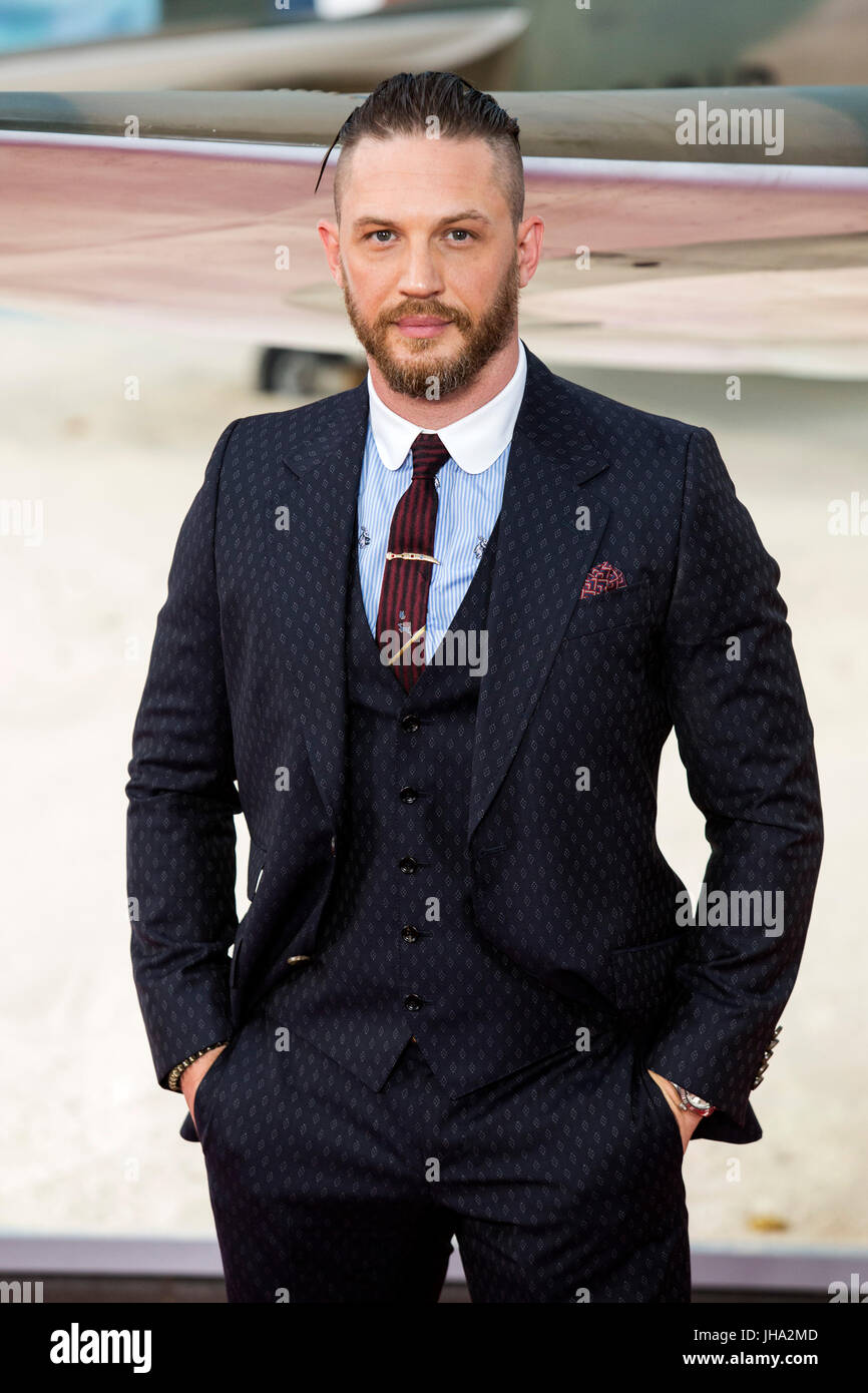 Londres, Royaume-Uni. 13 juillet 2017. Acteur Tom Hardy arrive pour la première mondiale de la Christopher Nolan film Dunkerque à Leicester Square. Photo : Bettina Strenske/Alamy Live News Banque D'Images