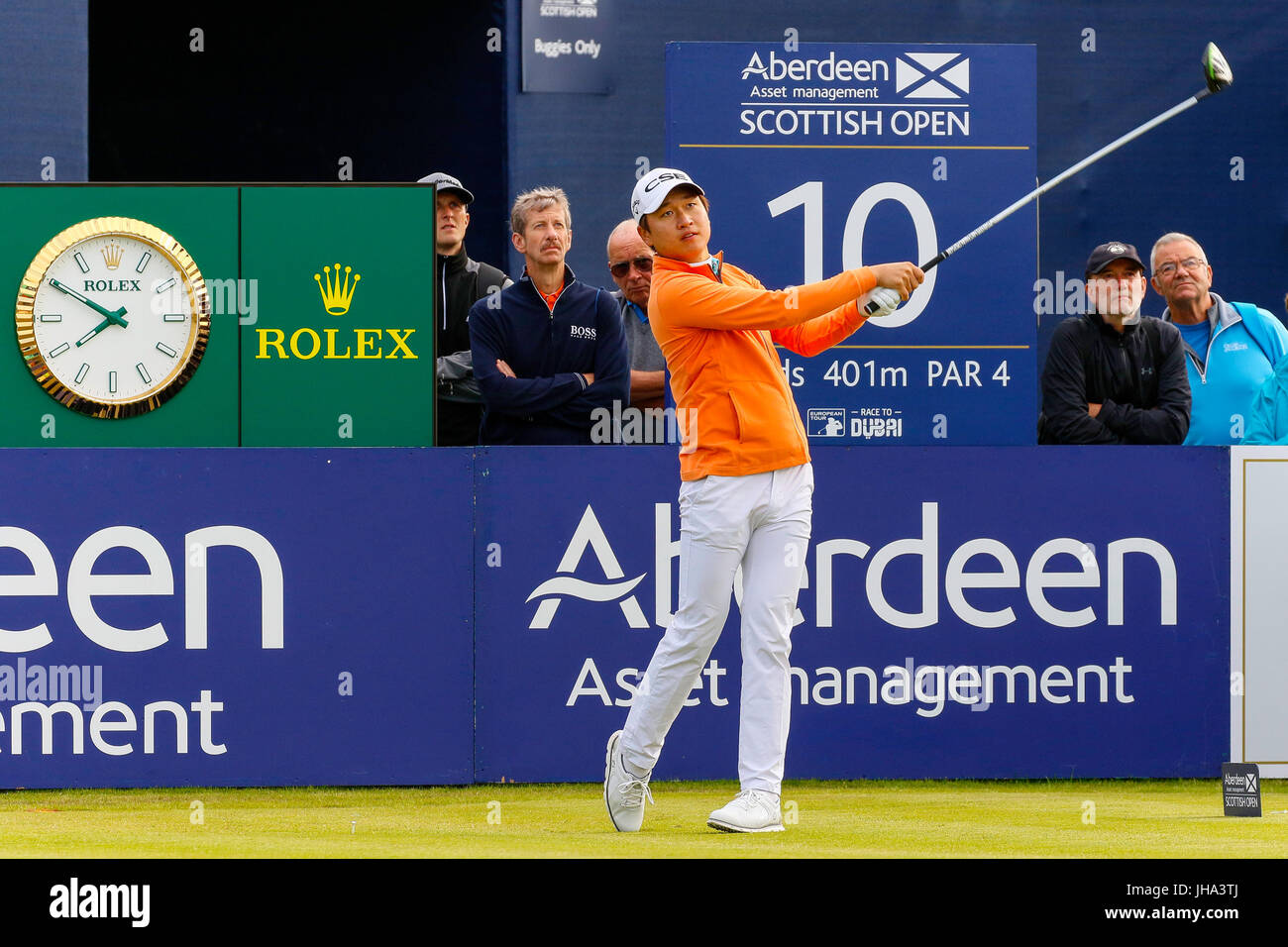 L'Ayrshire, Ecosse, Royaume-Uni. Le 13 juillet, 2017. Le premier jour de l'AAM Scottish Open Golf Championship, les golfeurs du monde entier ont joué plus de liens Dundonald, près d'Irvine, Ayrshire. Rory Mcilroy inclus les joueurs, Rickie Fowler, Jason Dufner, Henrik Stenson, Luke Donald et beaucoup d'autres. Credit : Findlay/Alamy Live News Banque D'Images