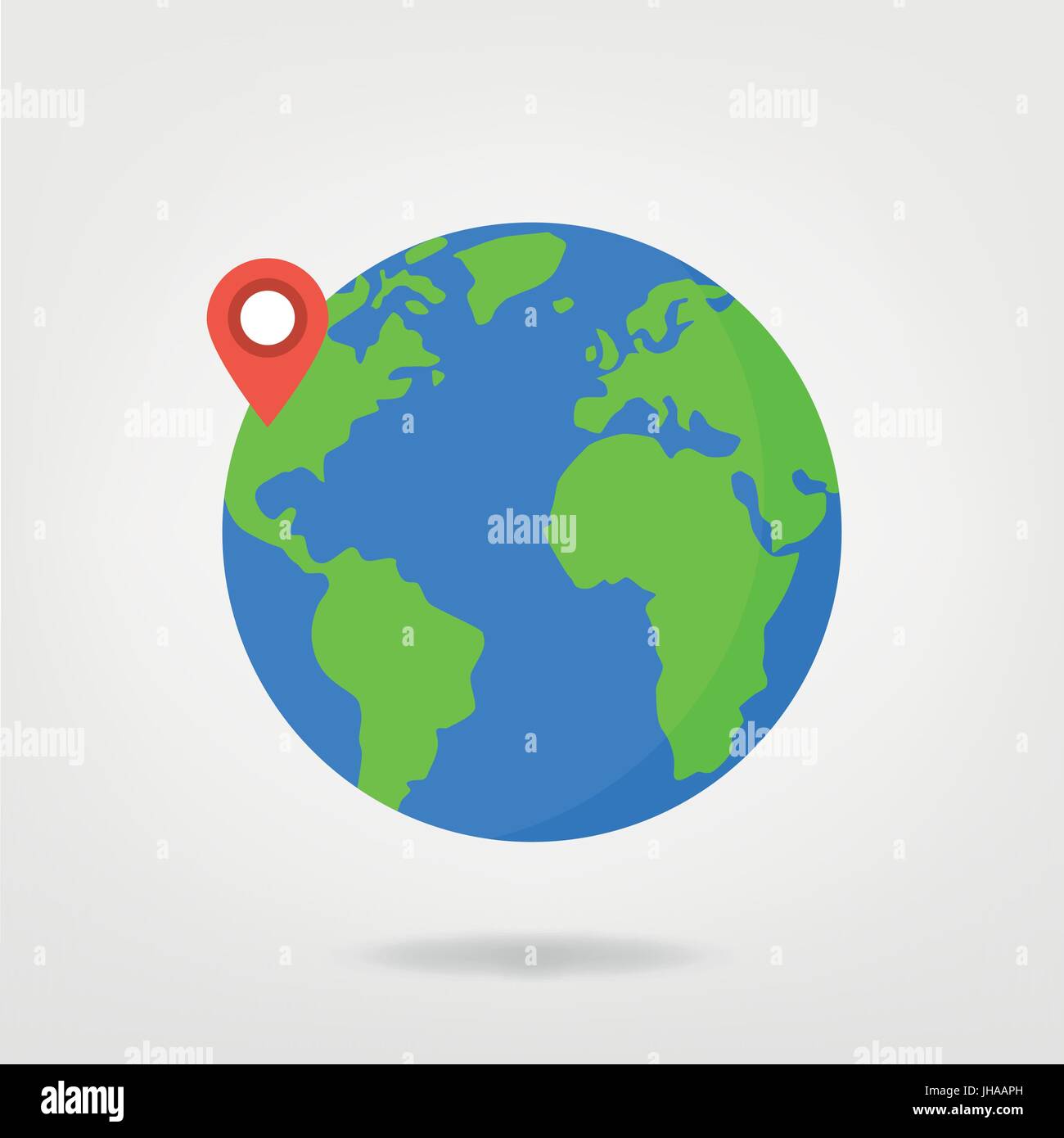 Pin point sur la carte du monde illustration - USA Banque D'Images