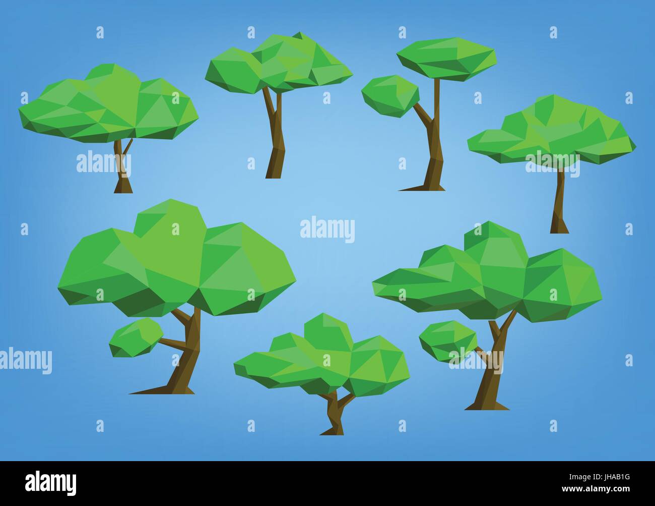 Illustration de l'arbre faible style set - poly Banque D'Images
