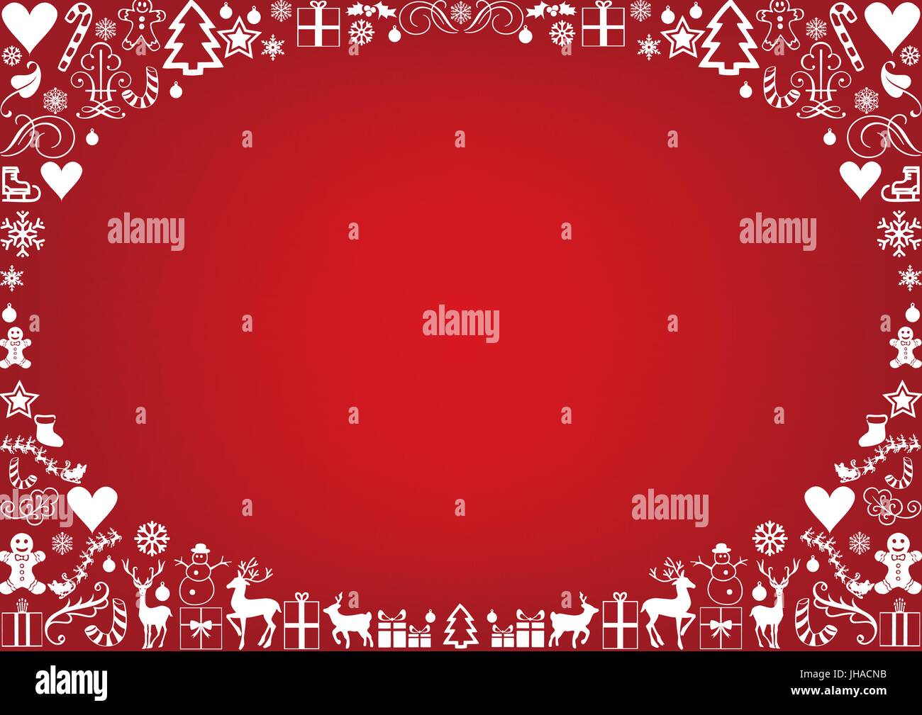 Carte de Noël Noël rouge encadrées avec icônes Banque D'Images