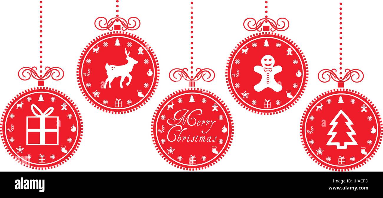 Boules de Noël avec des icônes de Noël Banque D'Images