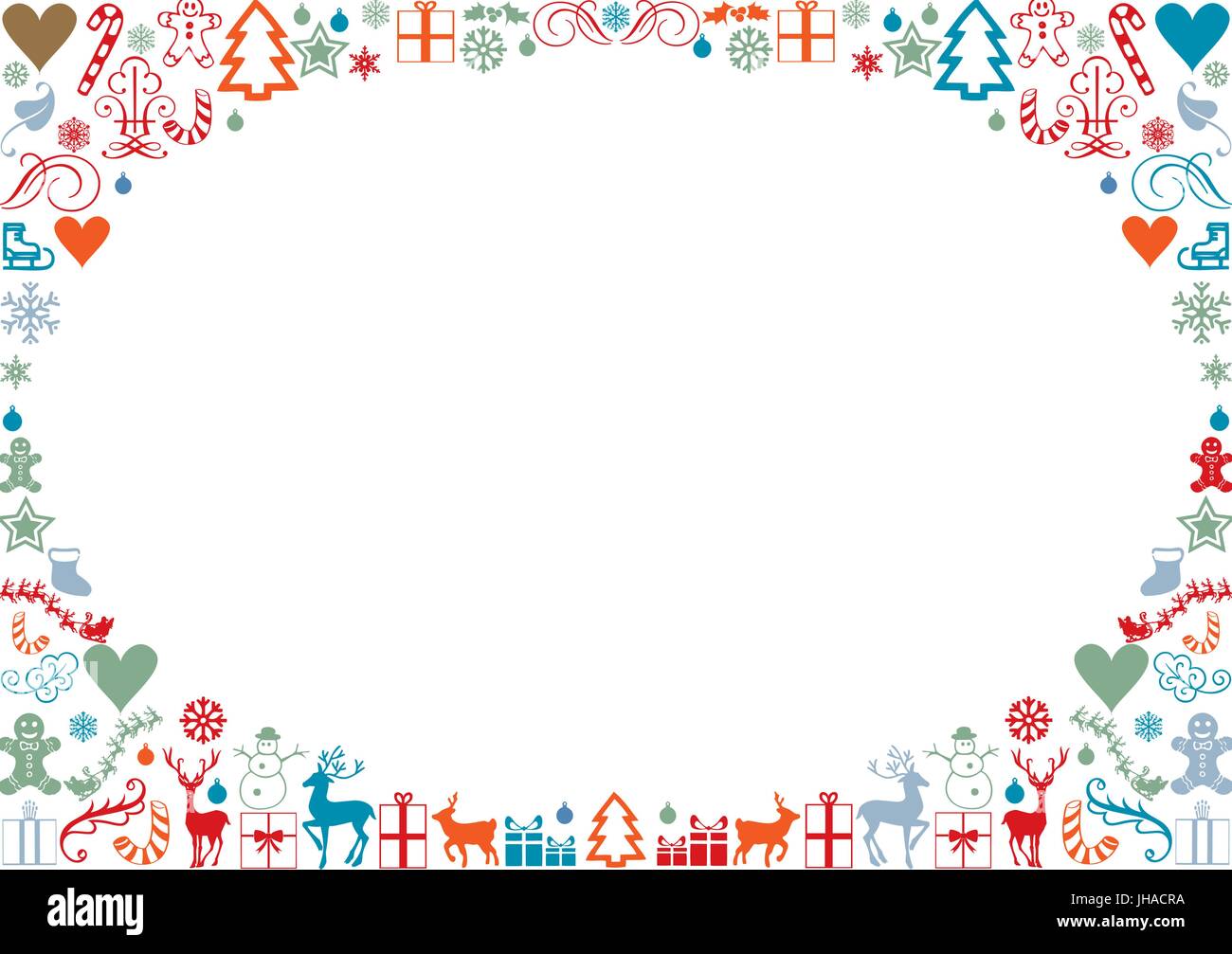 Carte de Noël encadrées avec icônes de Noël Banque D'Images