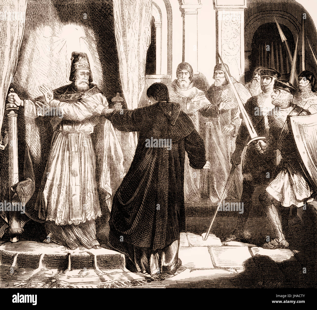 Le pape Benoît III et Anastase III. ou le bibliothécaire Anastase, ch. - 810 ch. 878, bibliothécaire et antipape Banque D'Images