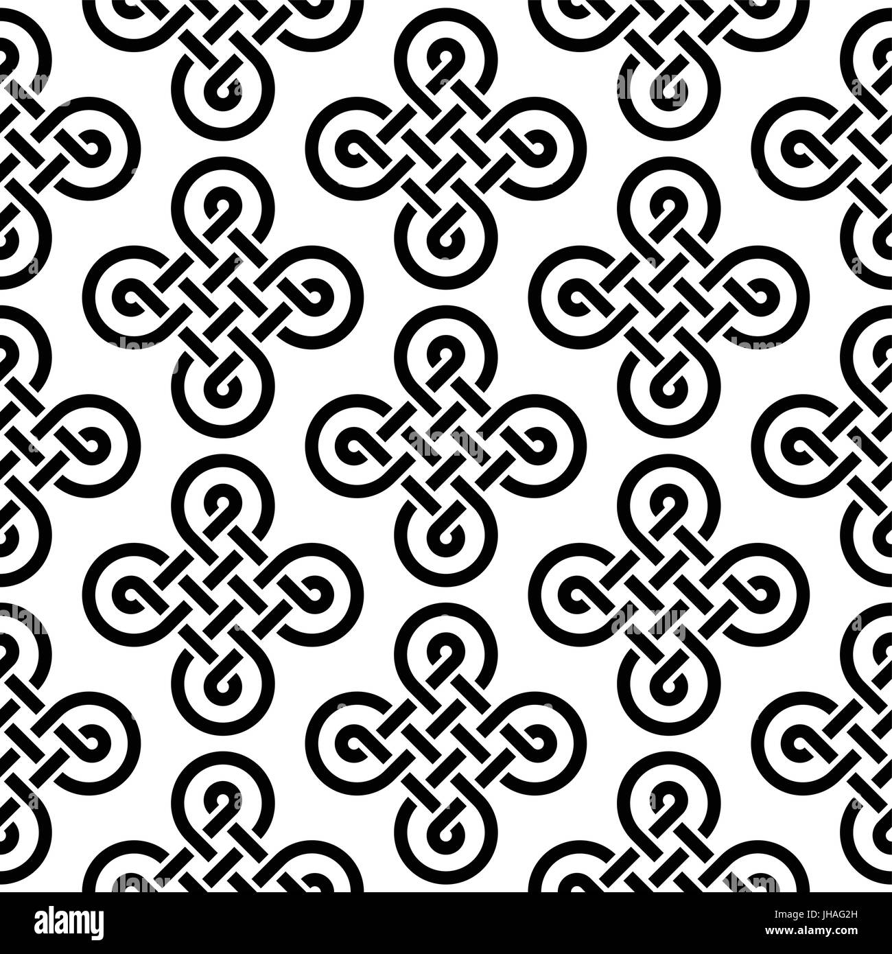 Irish Celtic noeuds modèle transparent, fond vecteur symboles celtiques traditionnels en noir et blanc motif Illustration de Vecteur