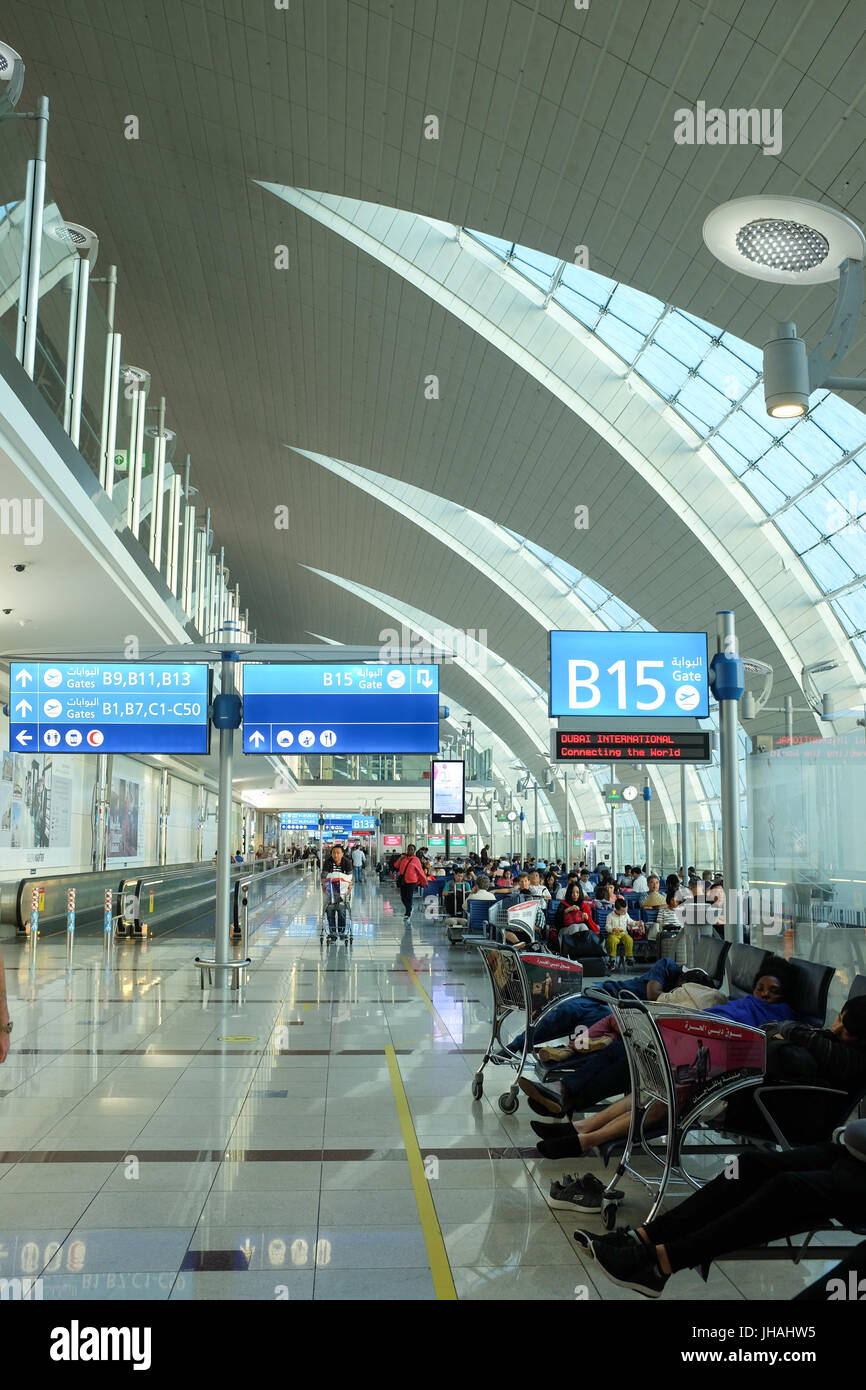 L'aéroport de Dubaï de départ des aéroports. Banque D'Images