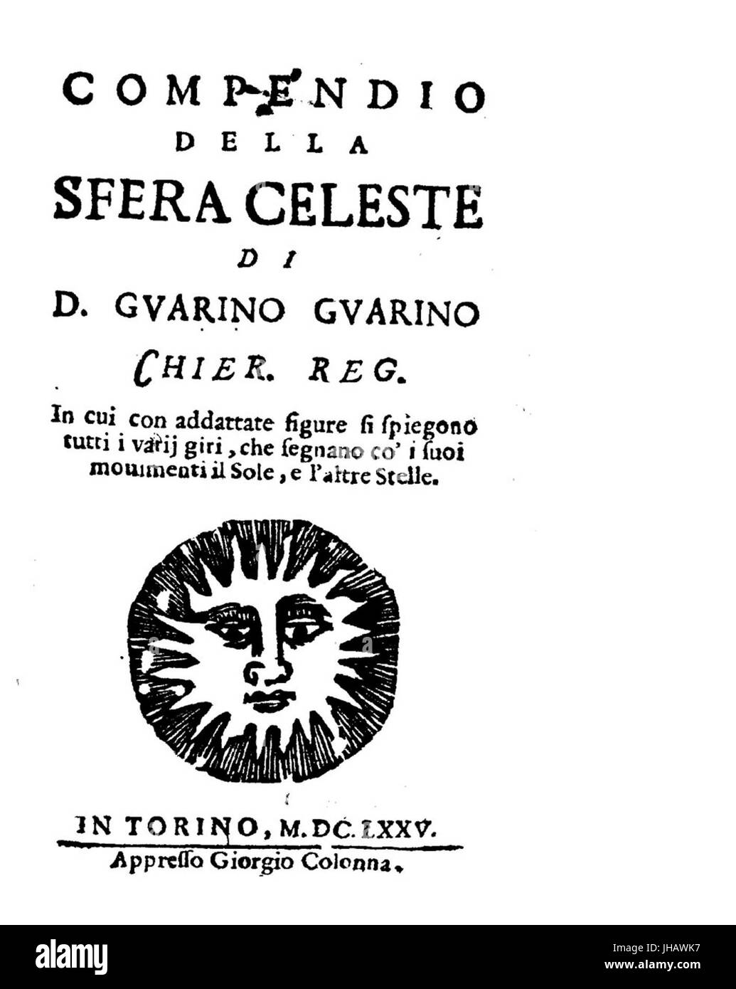 Guarini - Compendio della sfera celeste, 1675 - 874474 F Banque D'Images