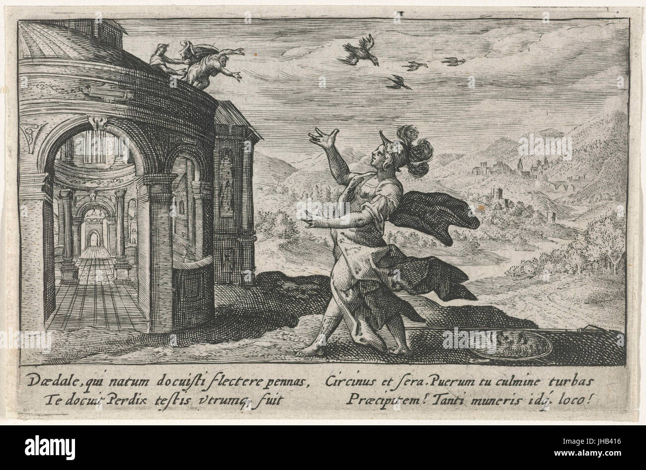 Modificeert Minerva Perdix en een vogel Banque D'Images