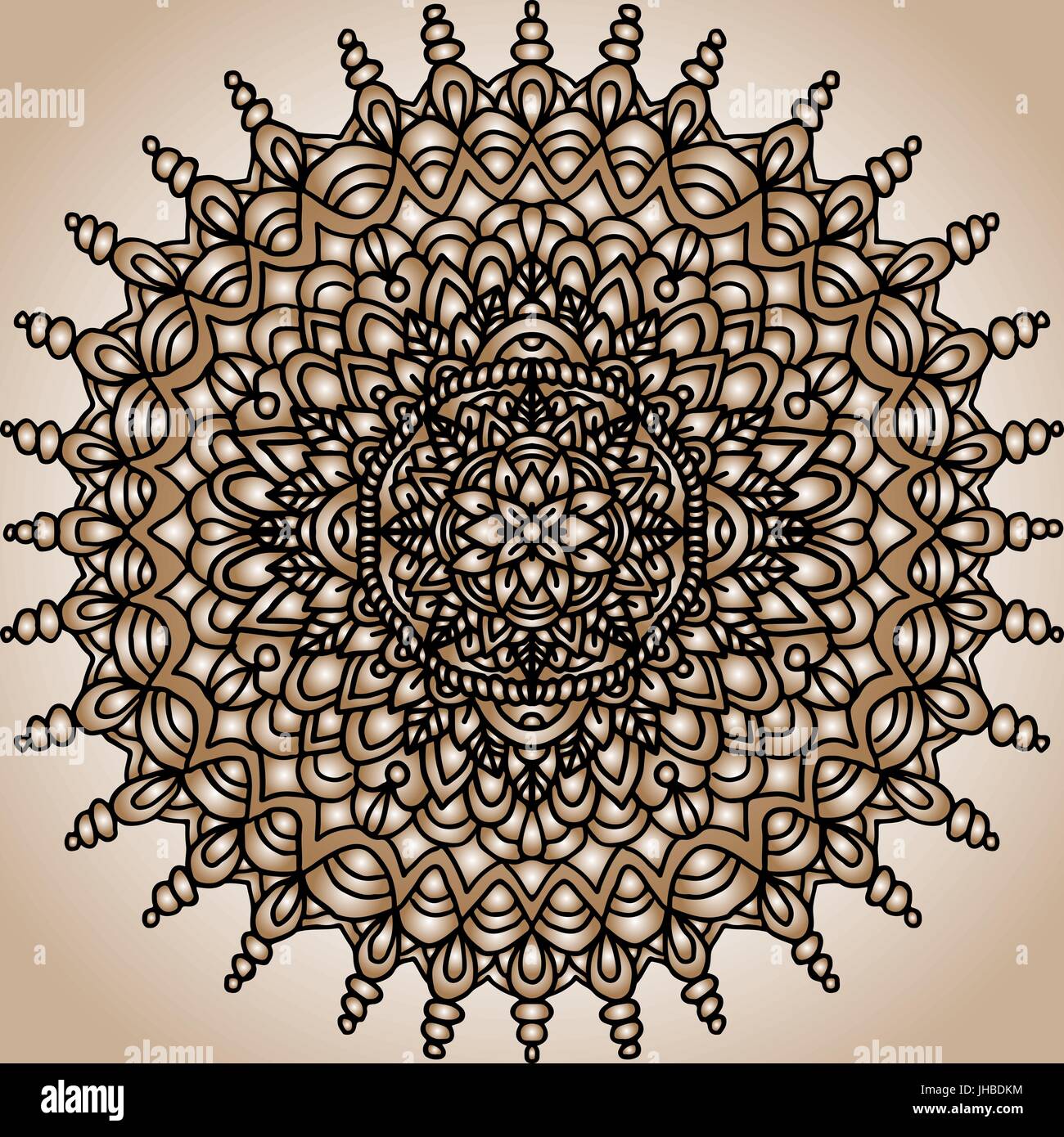 Mandala abstrait l'ornement. Modèle asiatique. Authentique d'arrière-plan dégradé or. Illustration de Vecteur