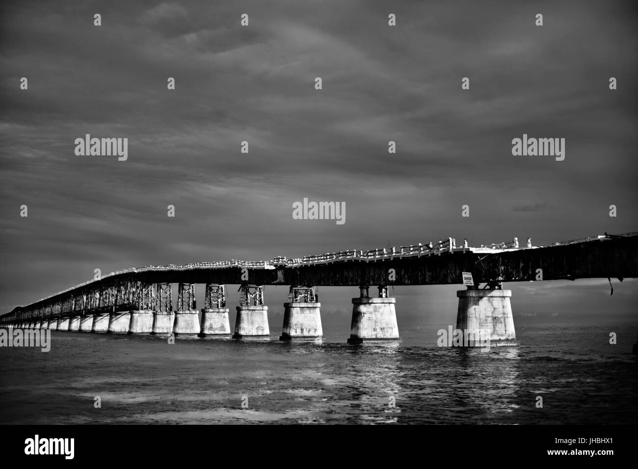 L'ancien pont délabré 1 américains à Key West Banque D'Images