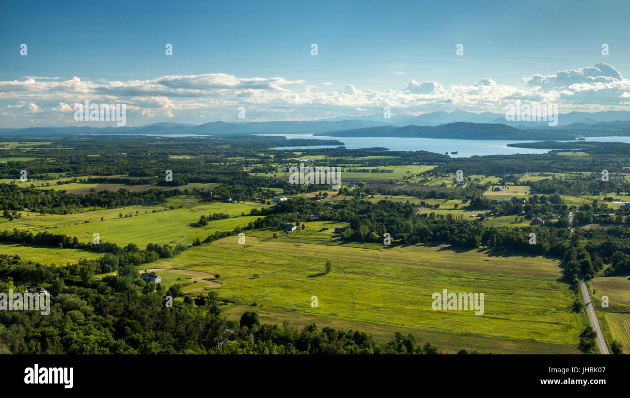 Randonnées Mont Philo à Charlotte, Vermont. Vue sur le lac Champlain et Charlotte Banque D'Images